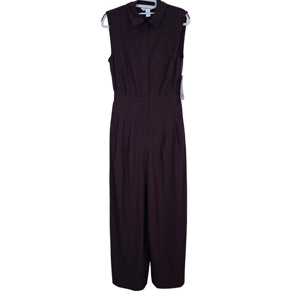 NEW NWT Women's Athleta Brooklyn Heights Wide Leg Jumpsuit Maroon/Wine | Size 2 - Picture 2 of 11
